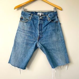 Re/Done Light Blue High-Waist Denim Shorts